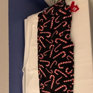 Black Candy Cane Fuzzy PJ Bottoms